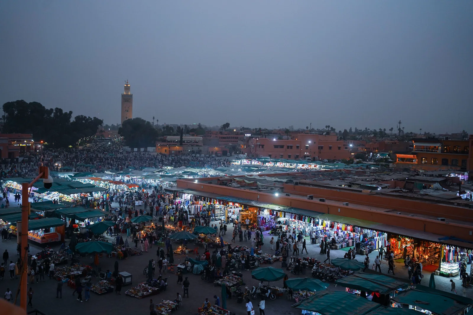 Jemaa el-Fnaa and Koutoubia in Marrakech on a 12 Days Tour from Casablanca