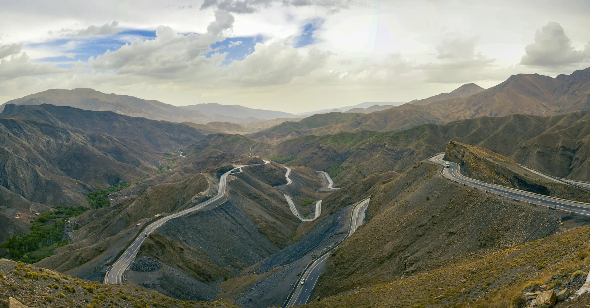 Winding road through the Atlas Mountains in Morocco